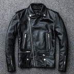 Spring Classical Perfecto Jacket Genuine Leather Motorcycle Jackets Men New Zealand Sheepskin Men Black Coat Slim Suit