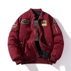 Autumn Winter Bomber Jacket Men Letter Flocking Thick Warm Parkas Coat Women Fashion Retro Hooded Designer Pilot Jacket College