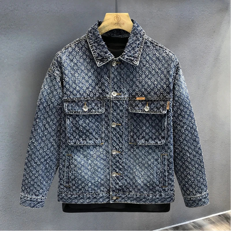 Supzoom 2023 New Arrival Top Fashion Single Breasted Cotton Solid Turn-down Collar Short Bomber Casual Men Coat Denim Jacket