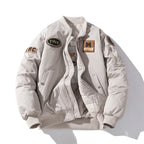 Autumn Winter Bomber Jacket Men Letter Flocking Thick Warm Parkas Coat Women Fashion Retro Hooded Designer Pilot Jacket College