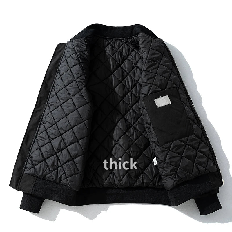 Winter Embroidery Baseball Jacket Men Vintage Hip Hop Jacket Women Pilot Coat Casual American Thick Warm Parkas College Couple